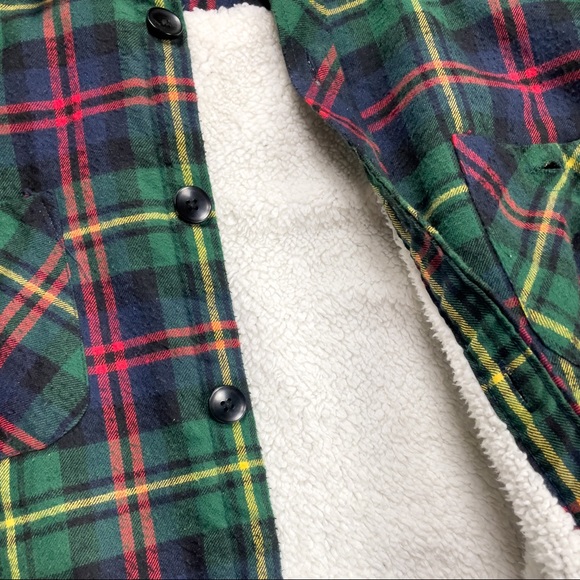 Rue Saint Patrick Sherpa Lined Overshirt Green/Red/Yellow - Picture 9 of 11